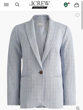 J. Crew Light Blue Herringbone Single-Button Blazer